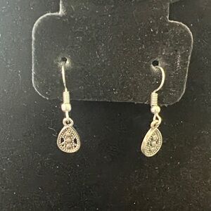 Sterling-Style Silver Teardrop Dangle Earrings